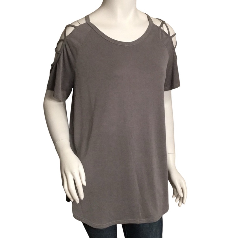 - B9 Gray Long Large open Shoulder Green Envelope Shirt